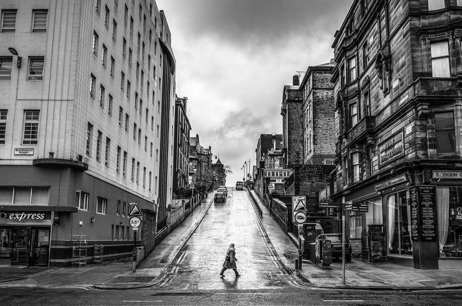 グラスゴー、スコットランド-ストリート写真黒と白
