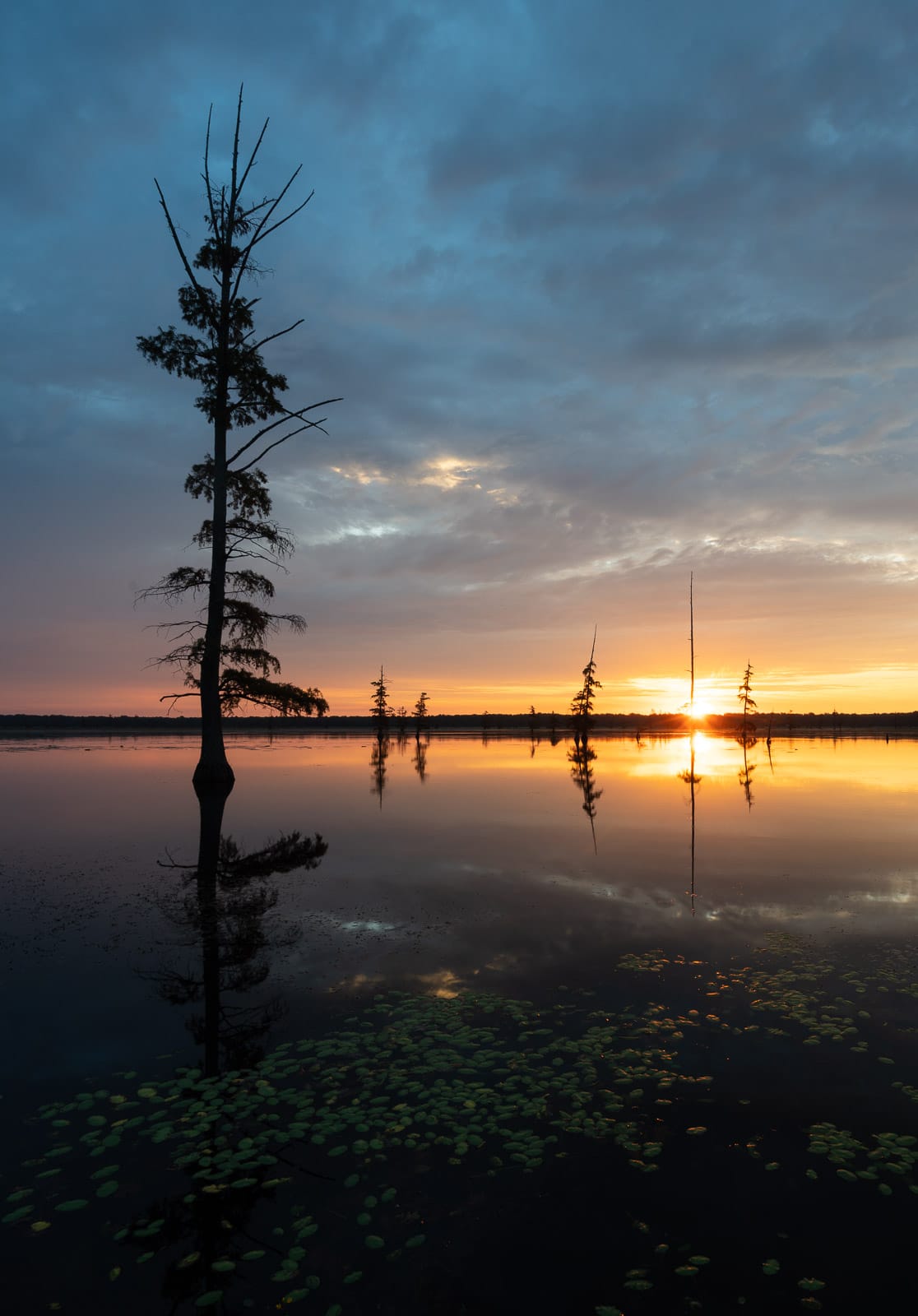 Original raw image from a sunrise at Duck Creek Conservation Area in Missouri