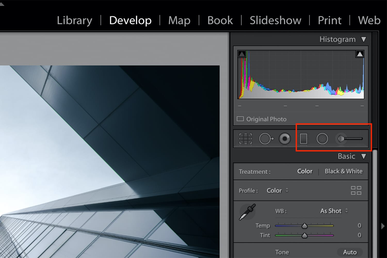 Screenshot of Lightroom Develop Module