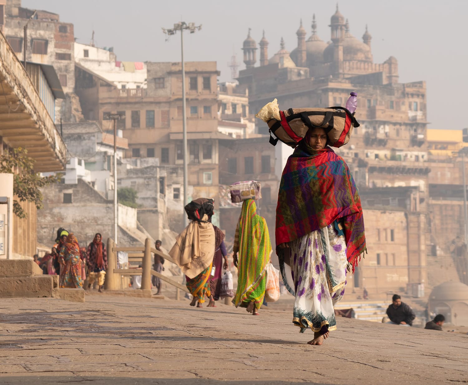 Original raw file showing street scene in Varanasi, India