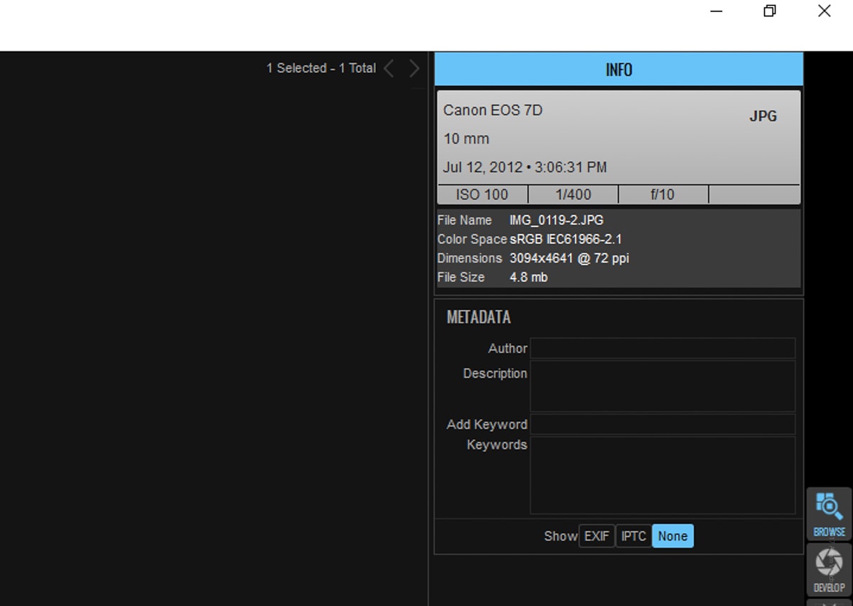 Browse - EXIF Data