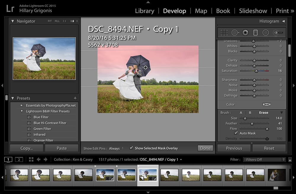 Come usare lo strumento filtro graduato in Lightroom