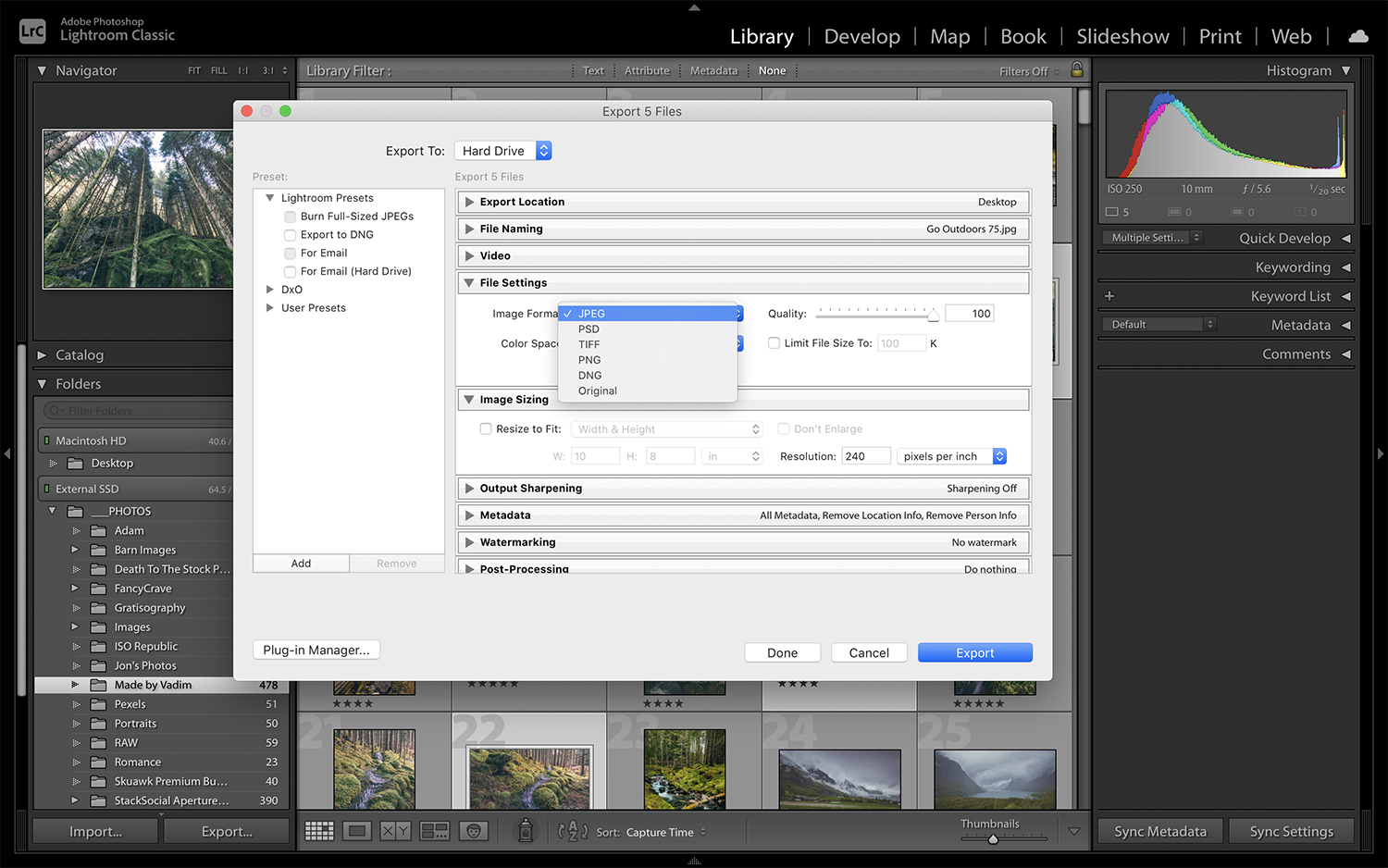 best export settings for lightroom classic