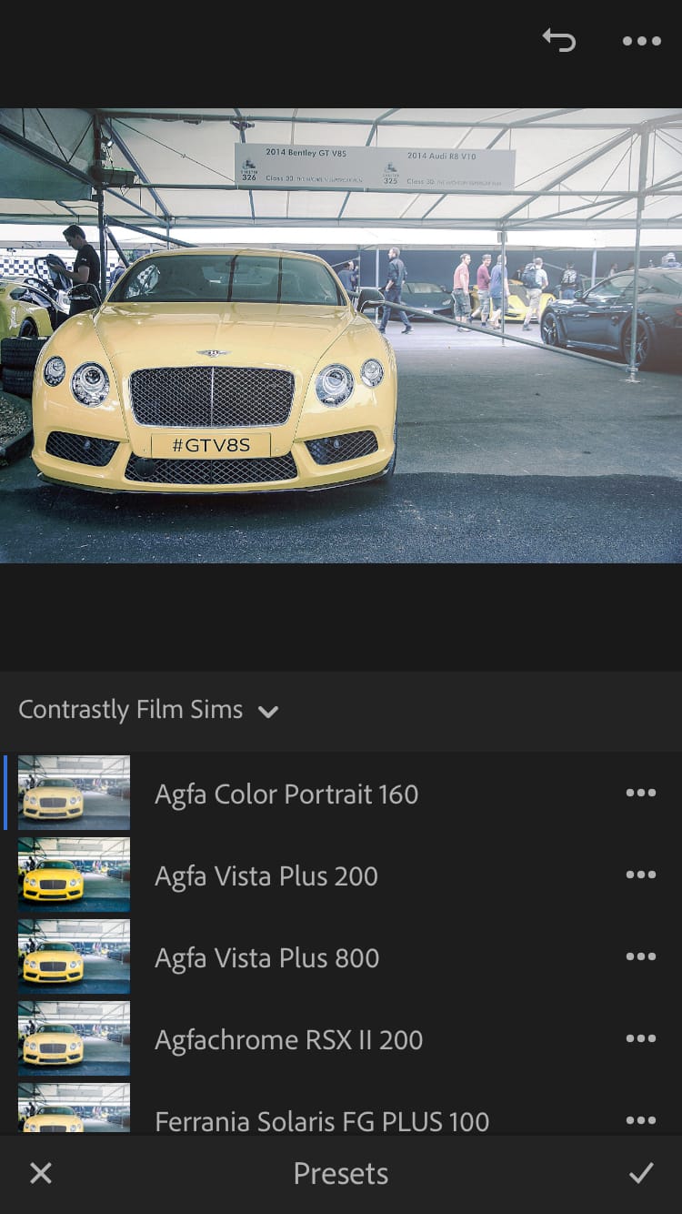 presetări Lightroom CC iOS app