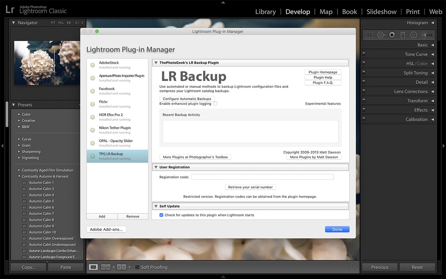 LR Backup Plugin / Matt Dawson