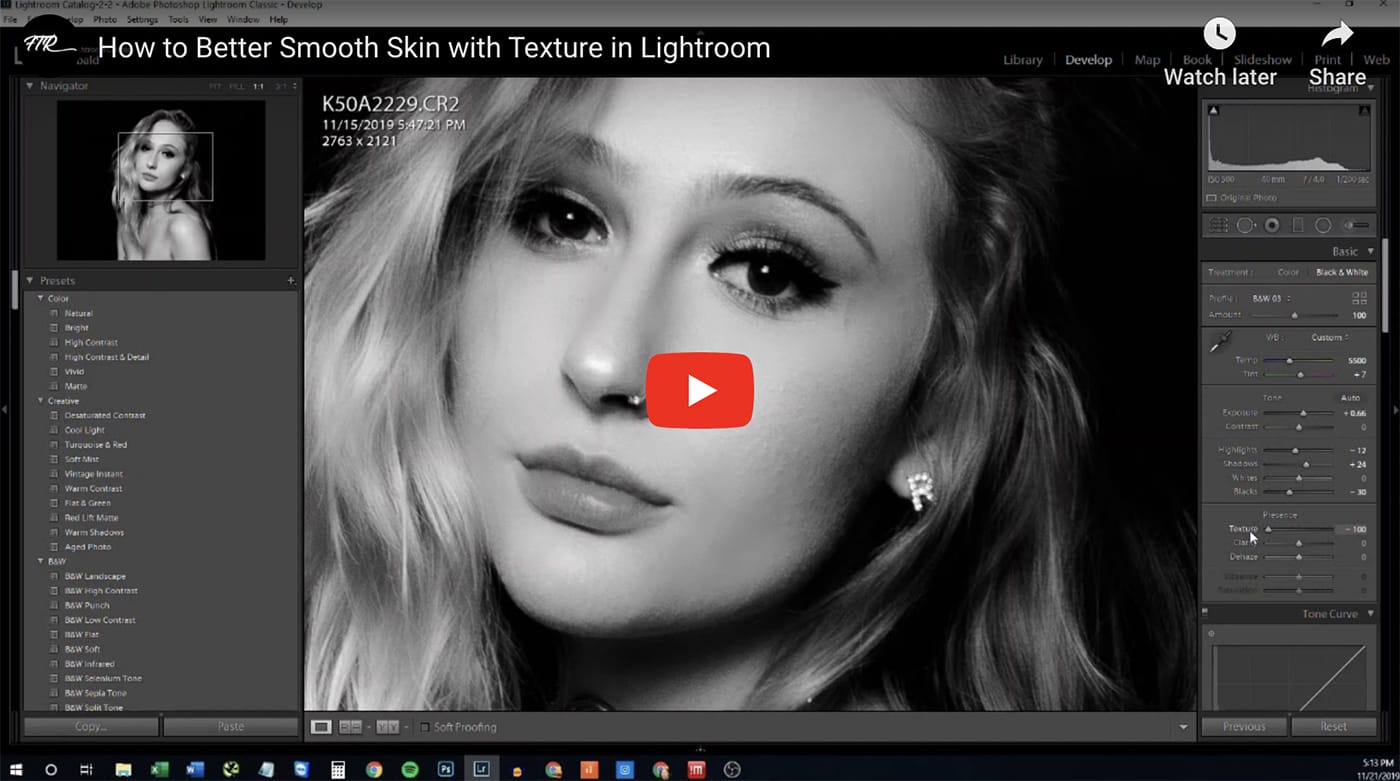 How To Smooth Skin In Lightroom (New Technique)