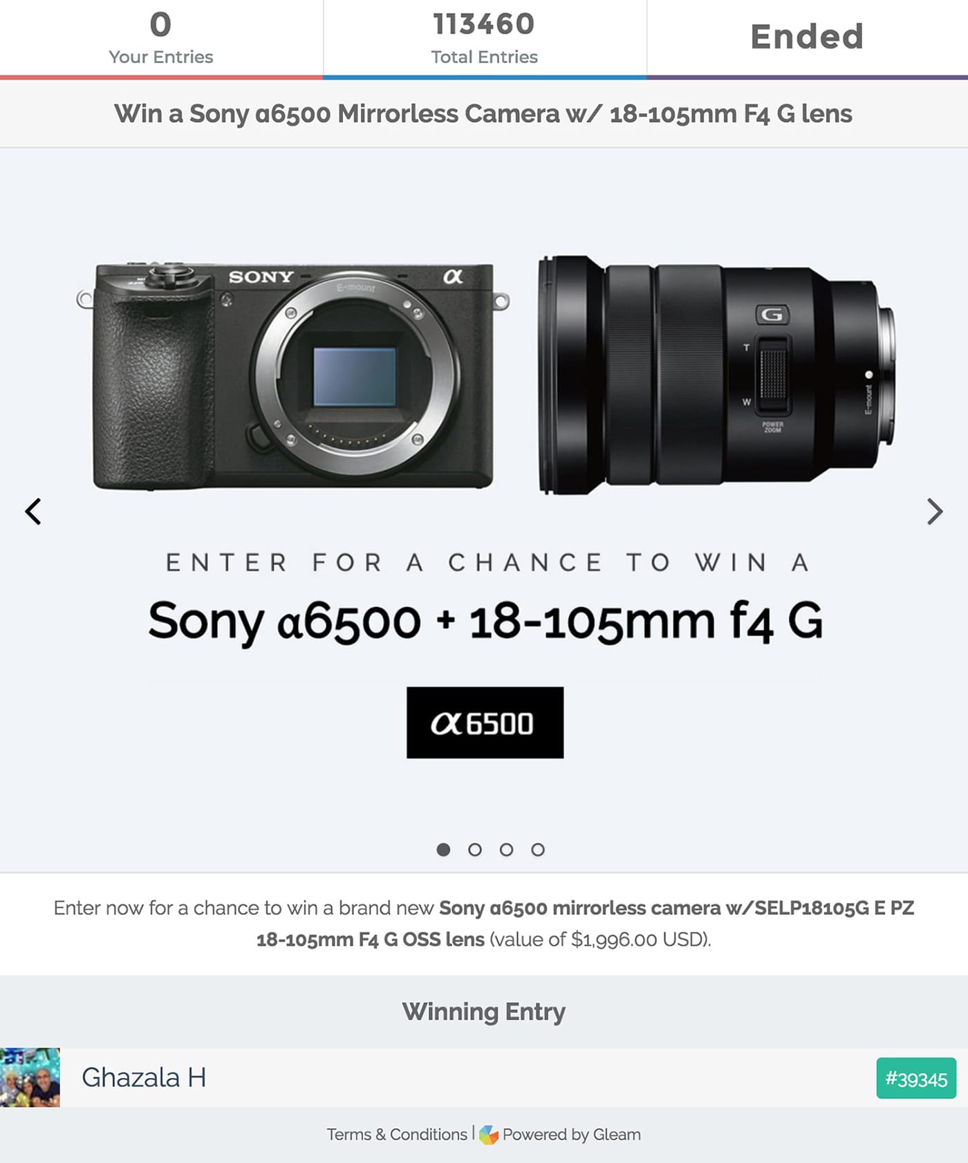 Sony a6500 Giveaway