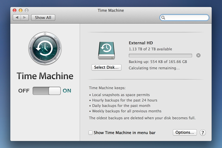 backing up mac external hard drive time machine
